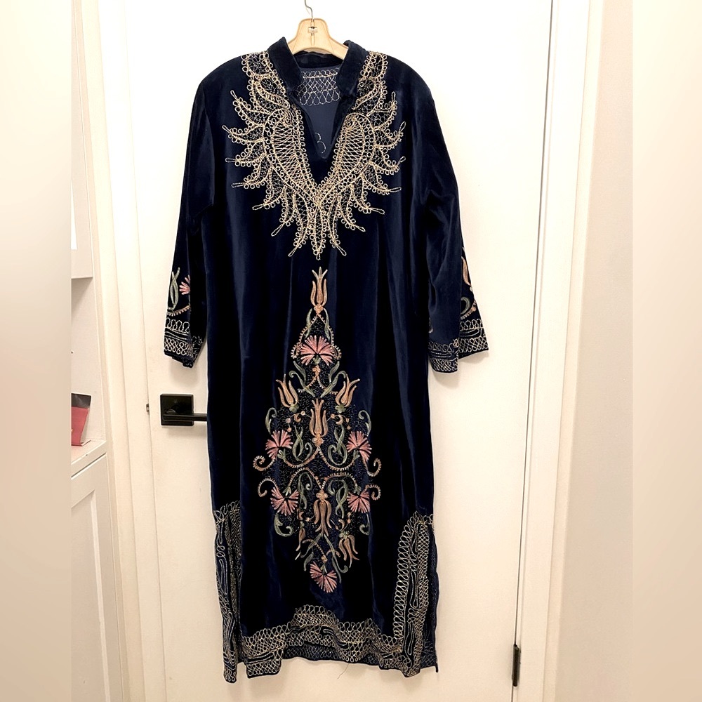 Vintage Velvet Kaftan Tunic Dress